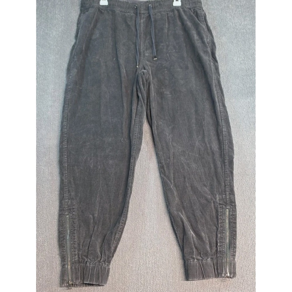 Wrap London Hemp Corduroy Pants Womens 10 Grey Blue Wide Leg Zipper Cuffs ZM99